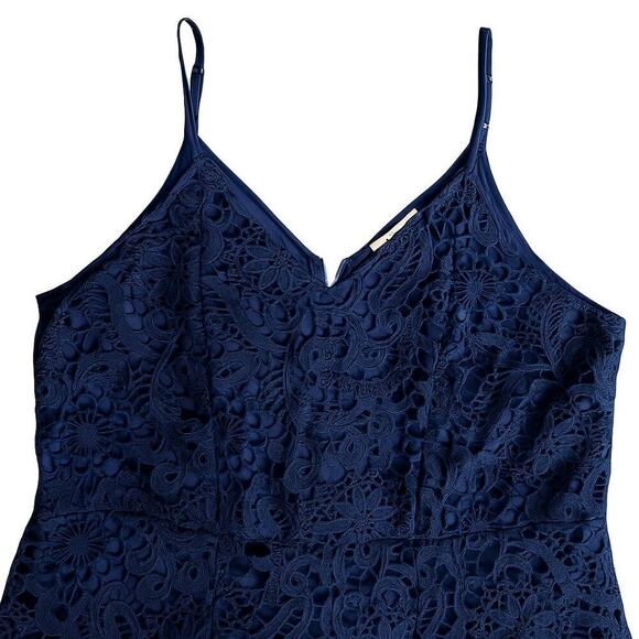 K. Jordan 1X Navy Lace Dress Lined Spaghetti Straps Wedding Guest Cocktail - Picture 10 of 12